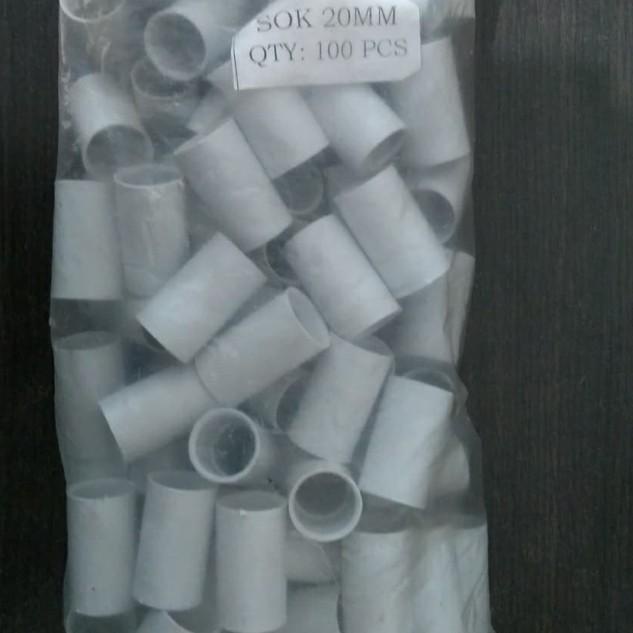 100 Buah Soket Pipa Listrik Conduit Sok Sock Socket Sambungan Lurus