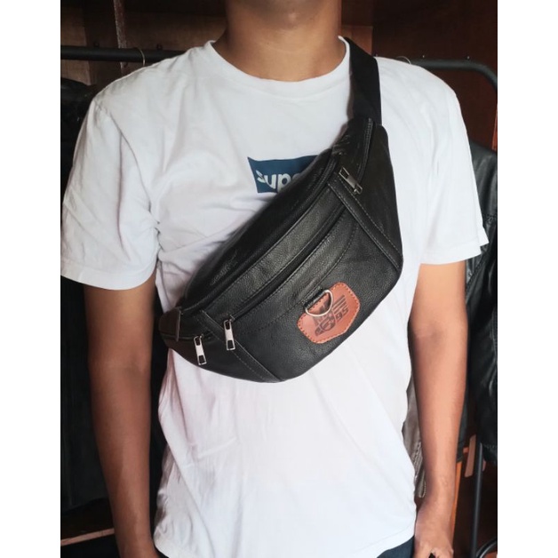 Tas Selempang Pria Kulit Asli Waistbag Pria Kulit /tas slempang Kulit Asli Anti Api