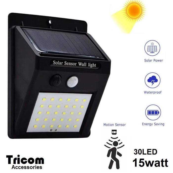 TERBARU Lampu Solar Sensor Cahaya 15Watt Lampu Dinding 30LED
