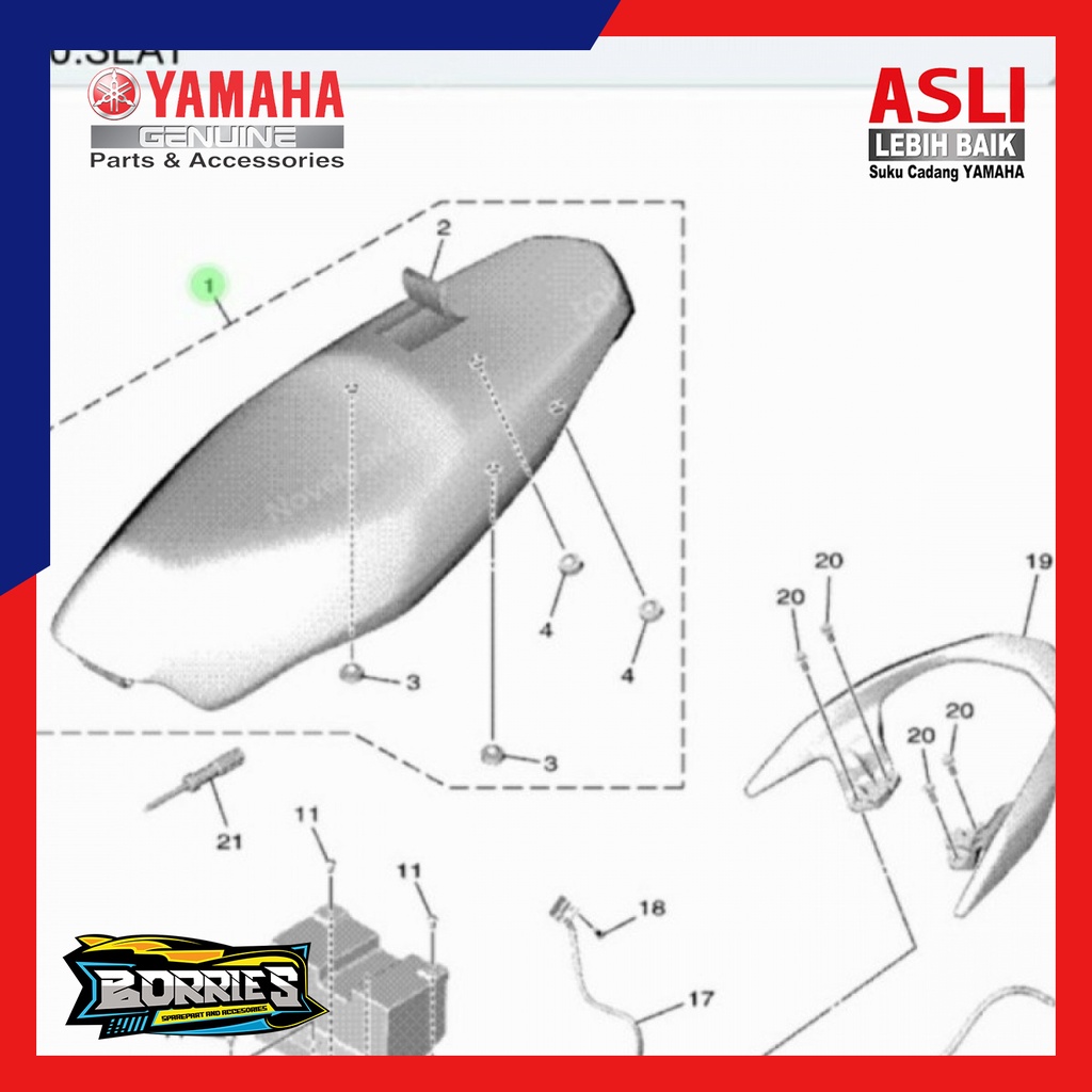 DOUBLE SEAT ASSY JOK SADEL TEMPAT DUDUK MIO GEAR ORI B3W-F4730-00