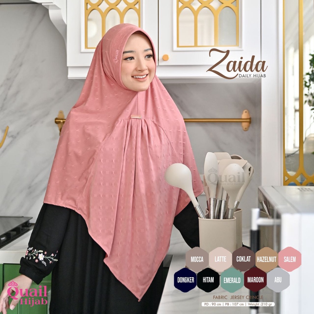 Jilbab ZAIDA Quail Hijab Original Instan Syari Jersey Crinkle Terbaru COD Distributor Resmi