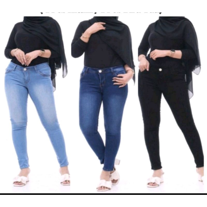 Celana panjang soft  jeans wanita slimfit