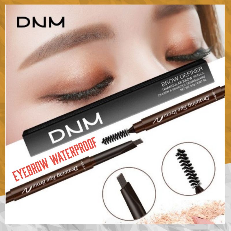 DNM Automatic Eyebrow Brush 2IN1 Eyebrow Pencil / Pensil Alis Anti Air etude Pensil Alis Putar Drawing / Sikat Eyeliner Waterproof Hitam Coklat