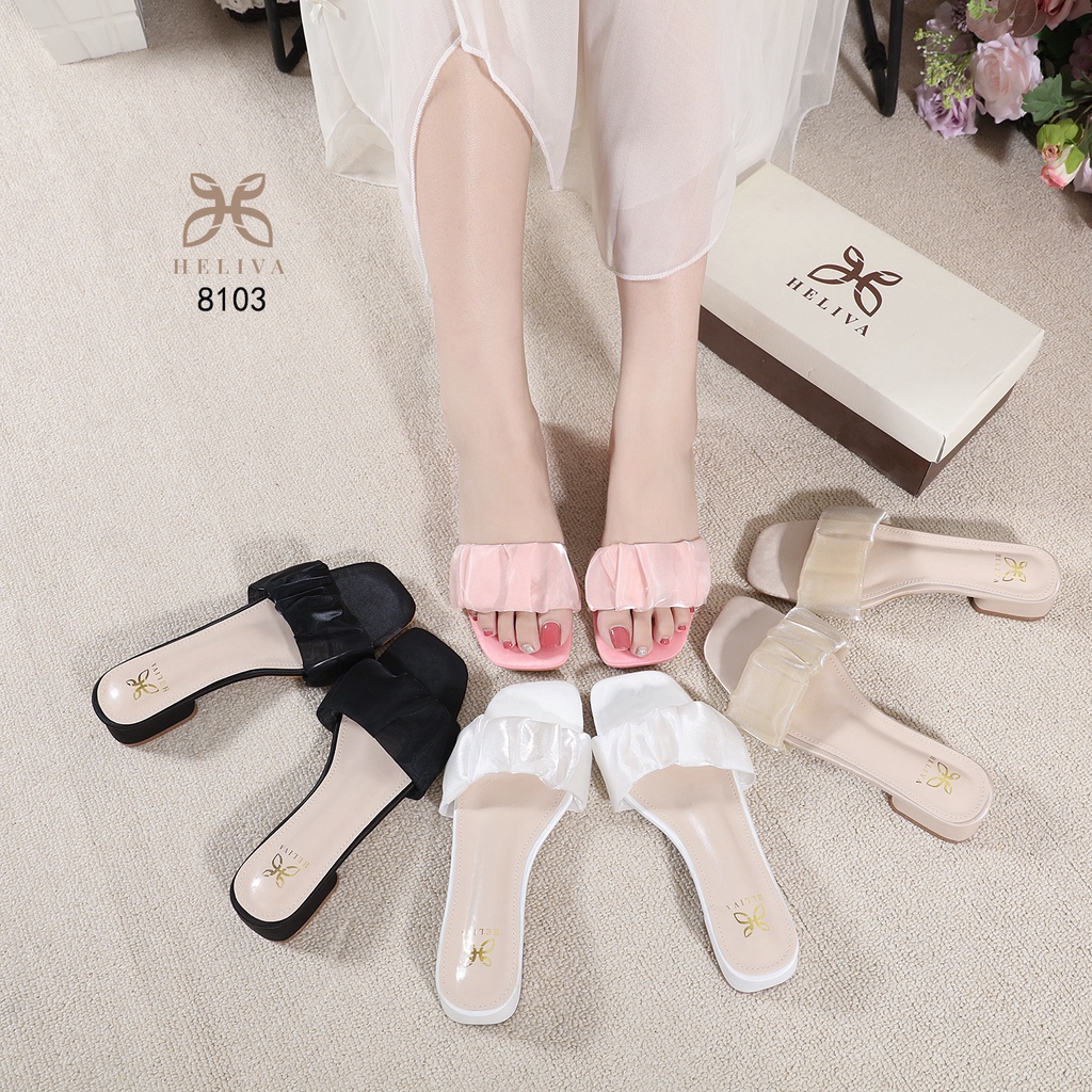 HELIVA KIARA Flat Shoes Sendal Slide Teplek 2,5cm Bahan Kulit 8103 Original Brand