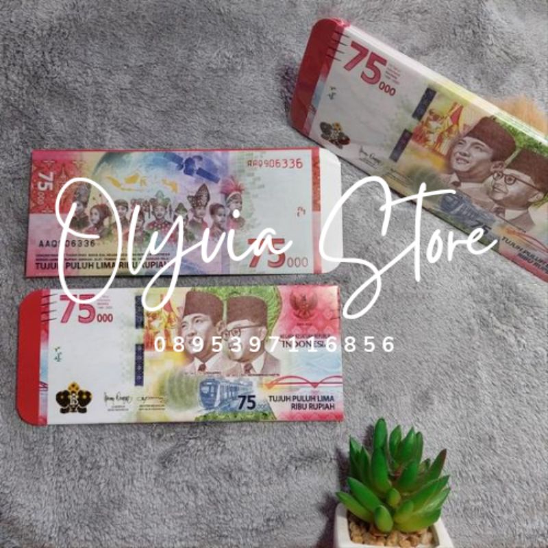 

ISI 10 Amplop lebaran gambar motif uang 100 75 50 20 ribu angpau ampau angpao