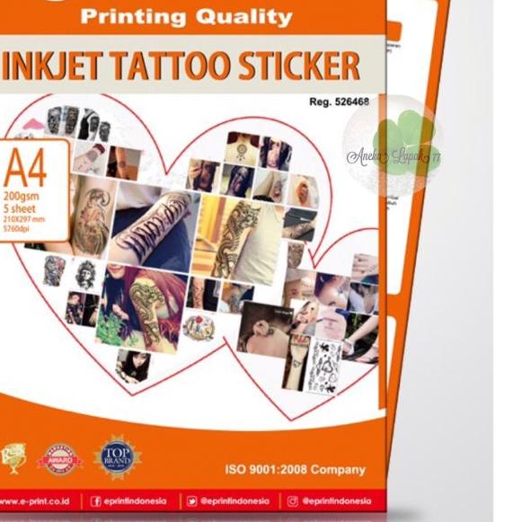 

E-print inkjet tattoo sticker 200 gsm/5 lbr kertas buat tatto sendiri