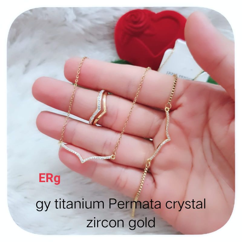 Set Perhiasan Titanium Fuji Mini - Kalung, gelang serut, dan cincin