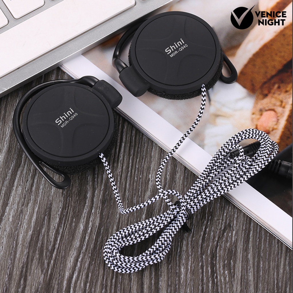 (VNEP) (Berkabel) Earbud High Fidelity Sensitif Kebisingan Membatalkan Ergonomis 3.5mm Stereo Olahraga Ear Hook Earphone untuk Menjalankan