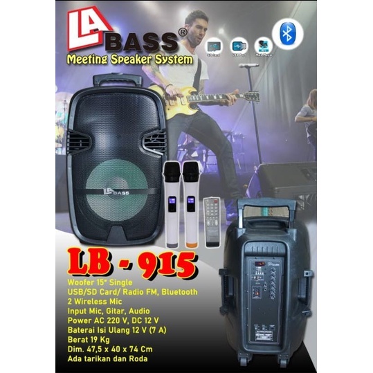 Speaker Portable Wireless Meeting LA BASS / LABASS LB915 / LB 915 15"