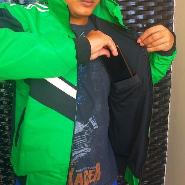 jaket polos hijau bomber ojol - M