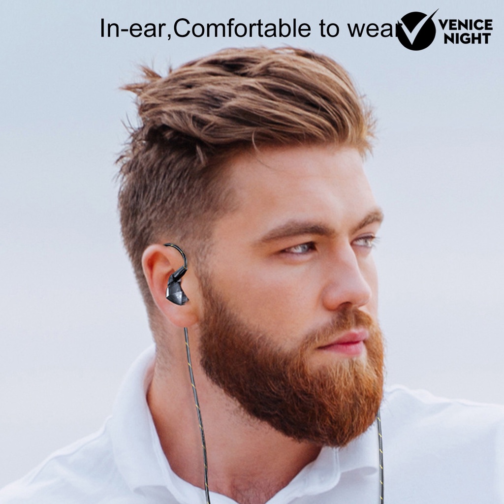 (VNEP) (Berkabel) In-ear Subwoofer Noise Reduction Sports Headset dengan Mic Hifi Music Earplug