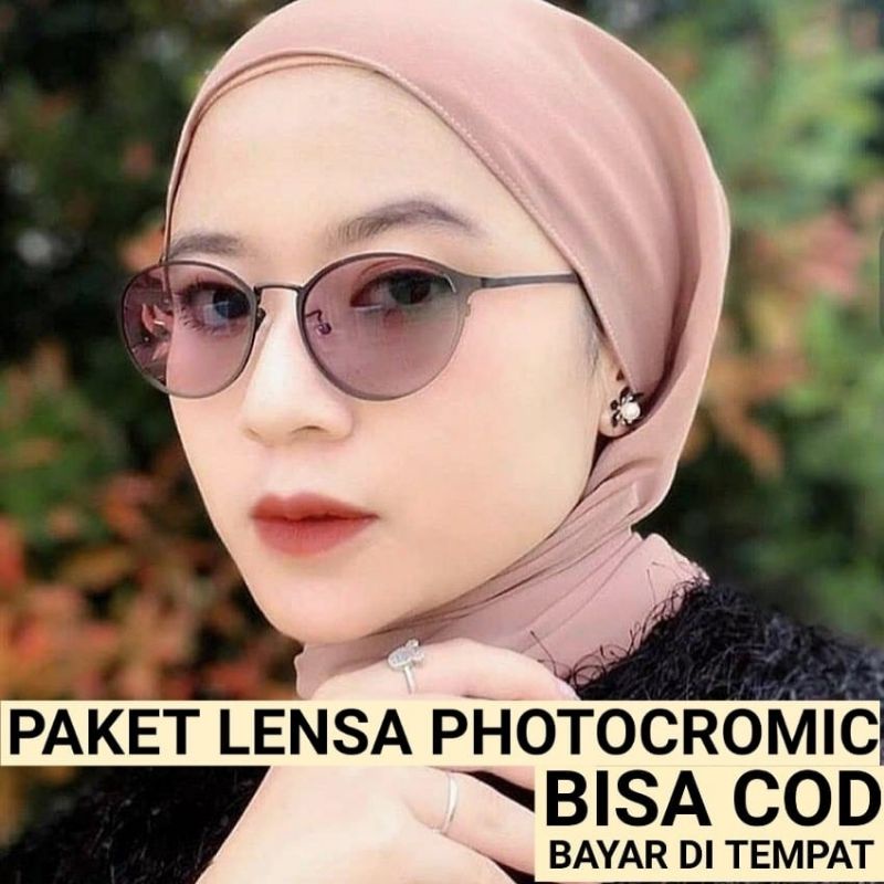 Jual Kacamata Photocromic Oval Wanita Kacamata Korean Style Anti Patah Free Gratis Lensa