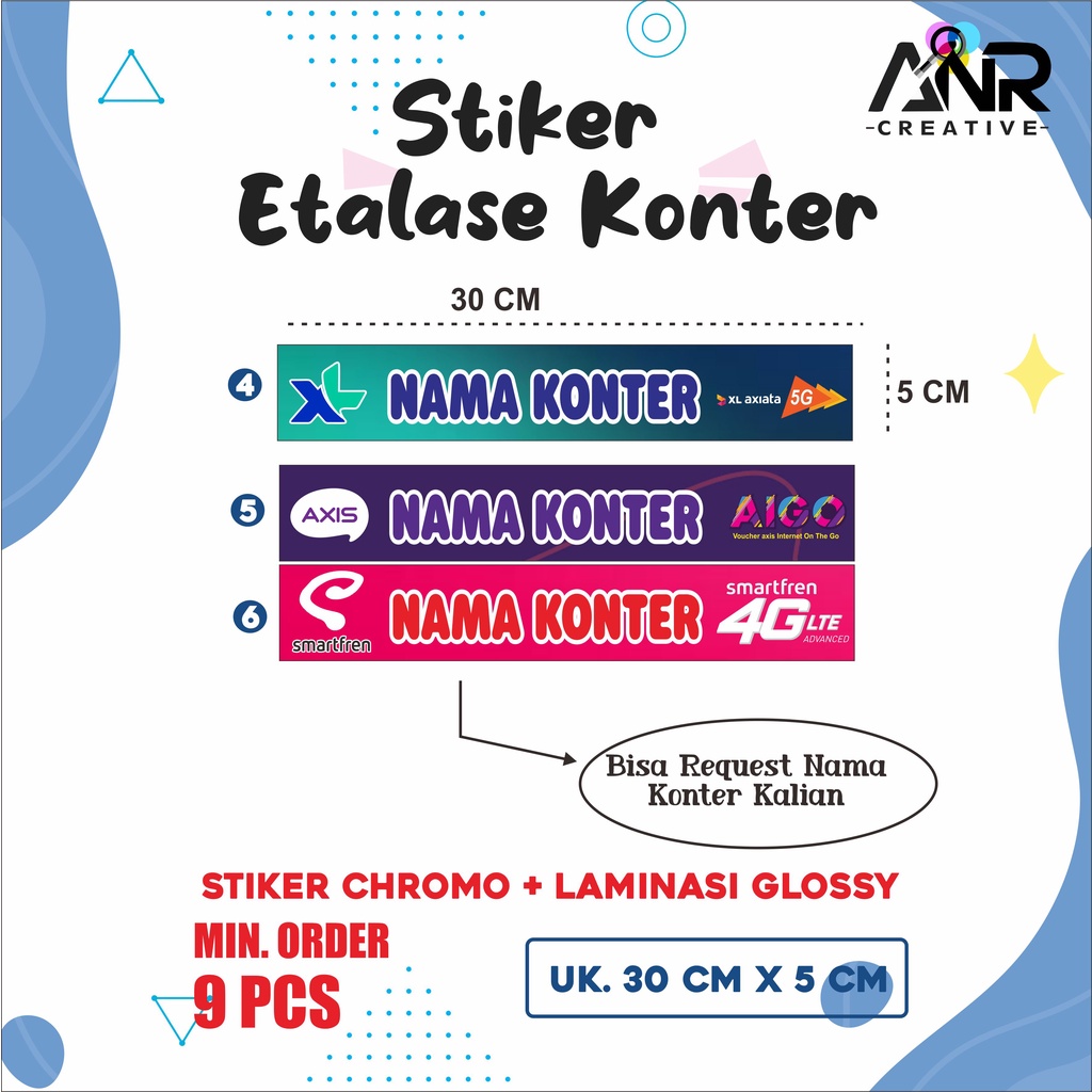 Stiker Etalase Konter / Stiker counter / Stiker konter Murah / Aksesoris Konter+Laminasi Glossy ( MIN ORDER 9 PCS )