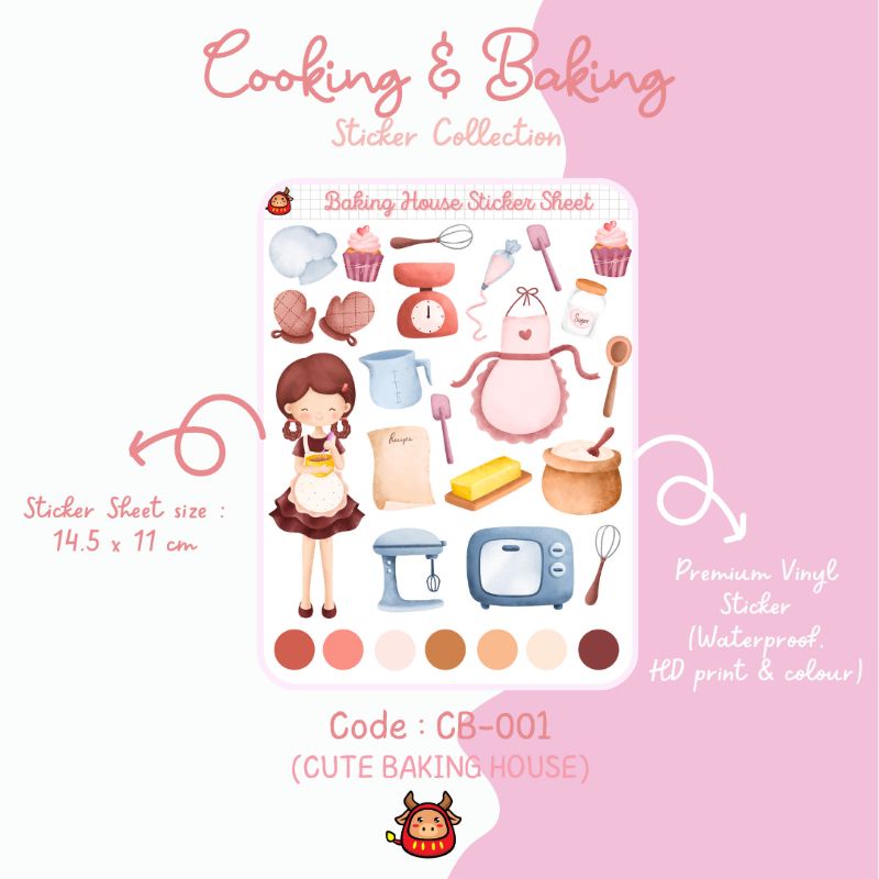 Sticker Kawaii DECO DIY lucu tema Cooking dan Baking Girl scrapbook premium waterproof