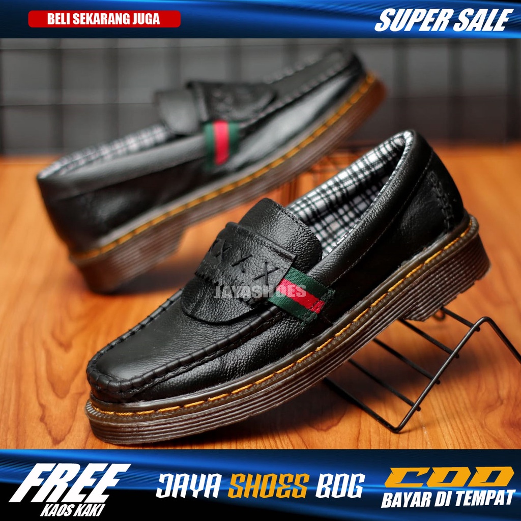 BREMER Sepatu Formal Pria Slip On Kulit Asli Original Pantofel Hitam Kerja Kantor