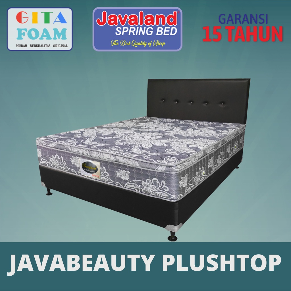 Satu Set Springbed Warna Biru Terekonomis Merk JAVALAND Seri Javabeauty Plushtop