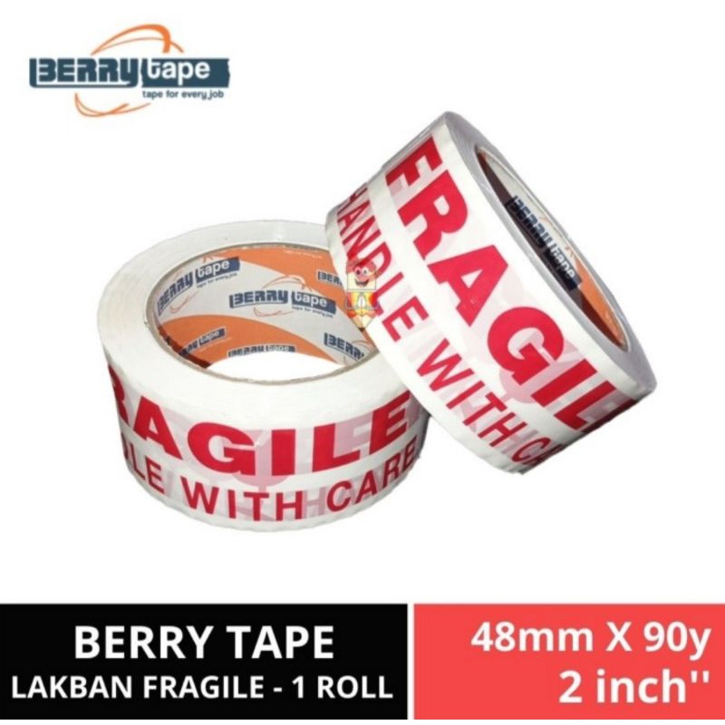 Lakban Fragile Putih Berry PB-OPP Fragile 90 Yeard