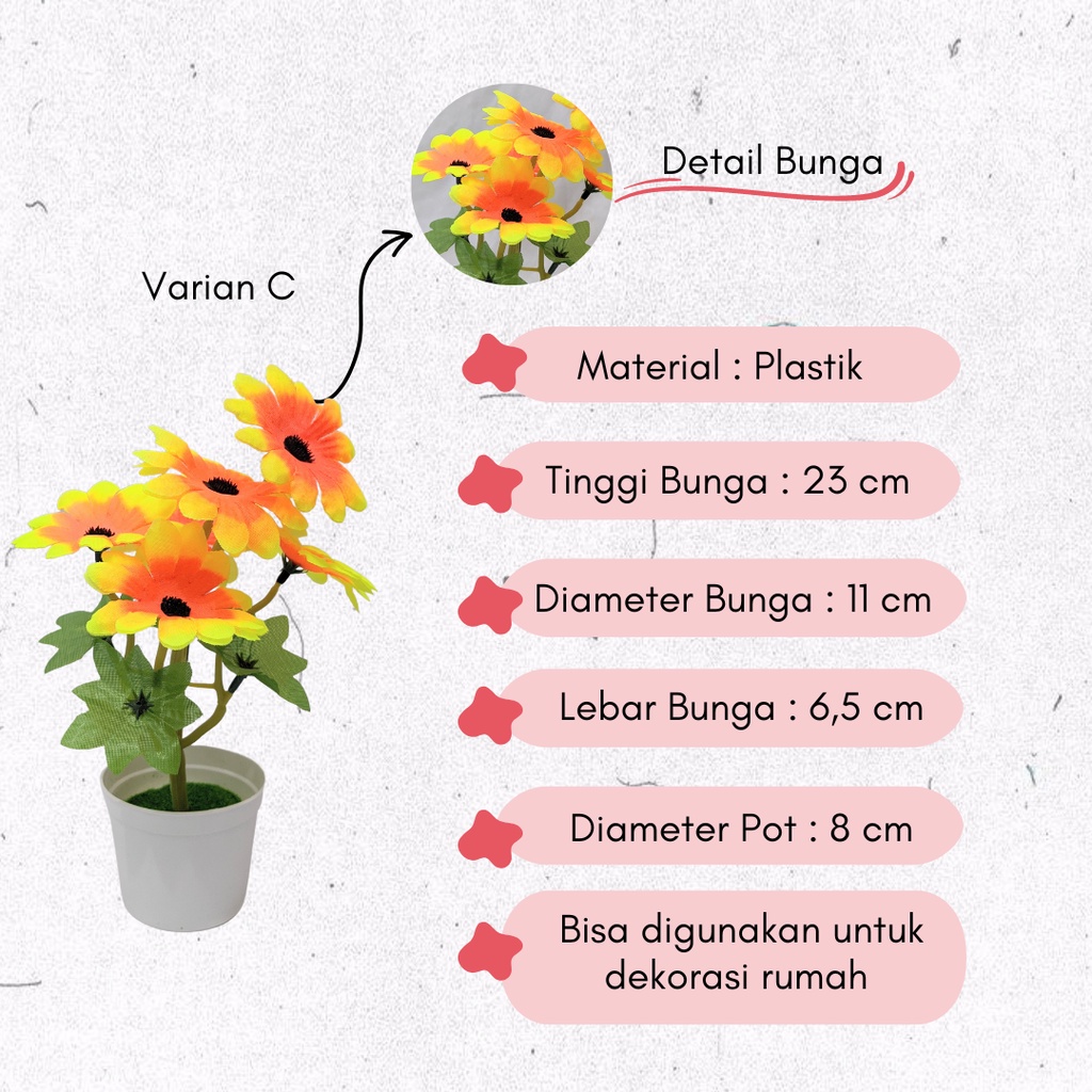 Bunga Matahari Hias Tanaman Bunga Hias Plastik Dekorasi Rumah Dinding Ruangan Bunga Hias Gantung Bunga Matahari Palsu Artificial Flowers PBP34