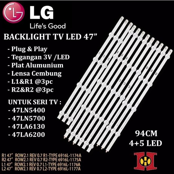 Backlight TV LG 47 Inch 47LN5400 47LN5700 47LA6200 47LA6130 BL 4+5 LED