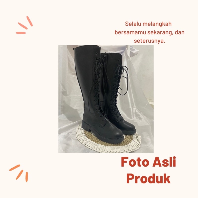 HS / Free box  Sepatu Boots Wanita Panjang Hak Sedang Fashion Import 270