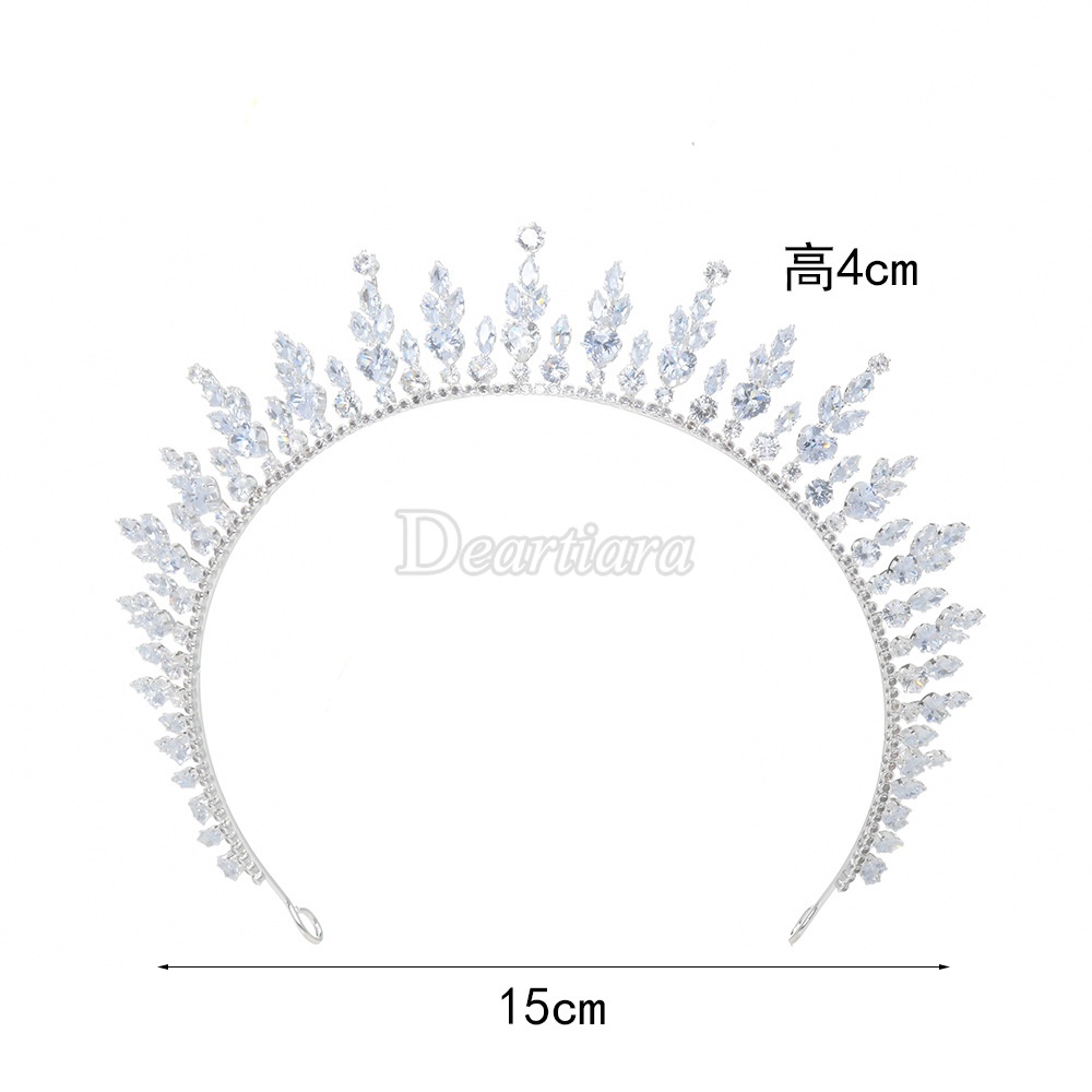 Mahkota Tiara Hias Kristal Zircon Mewah Untuk Aksesoris Rambut Pengantin Wanita