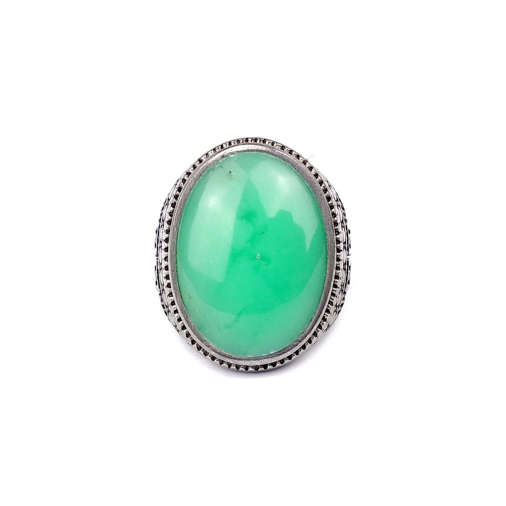 Cincin Titanium Natural Green Chrysoprase Australia Top Collection