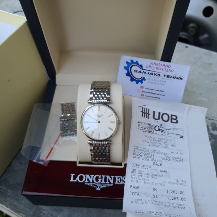LONGINES WATCH super slim second Komplit Dus Book invoice