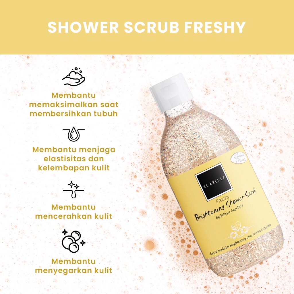 Scarlett Whitening Shower Scrub Freshy Size 300 ml Lulur Mandi Pemutih