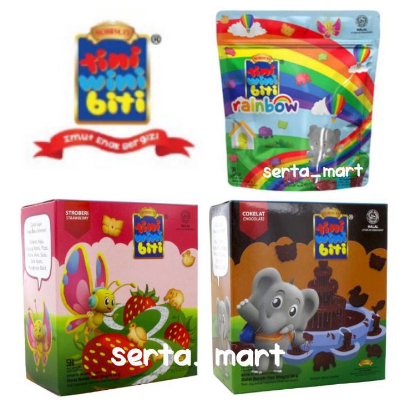 

Tini Wini Biti Box Strawberry / Cokelat 38gr - TWB Rainbow Pouch 57gr - Biskuit Anak