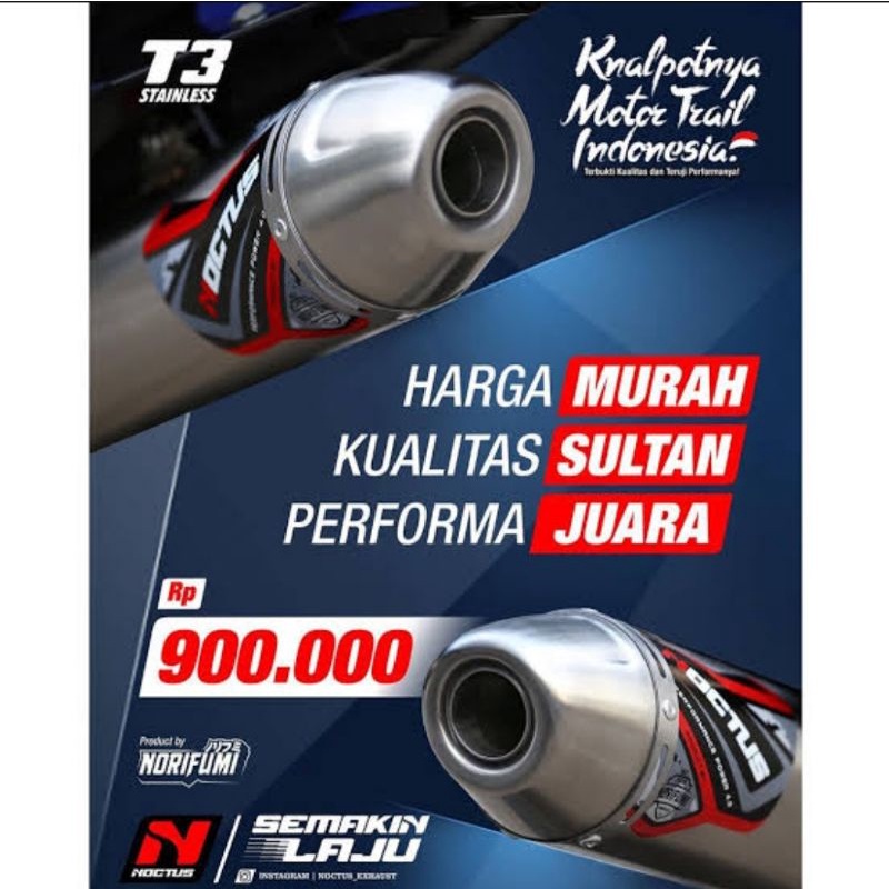 (PESANAN) KNALPOT NOCTUS T3 KLX ORI + MUD GUARD