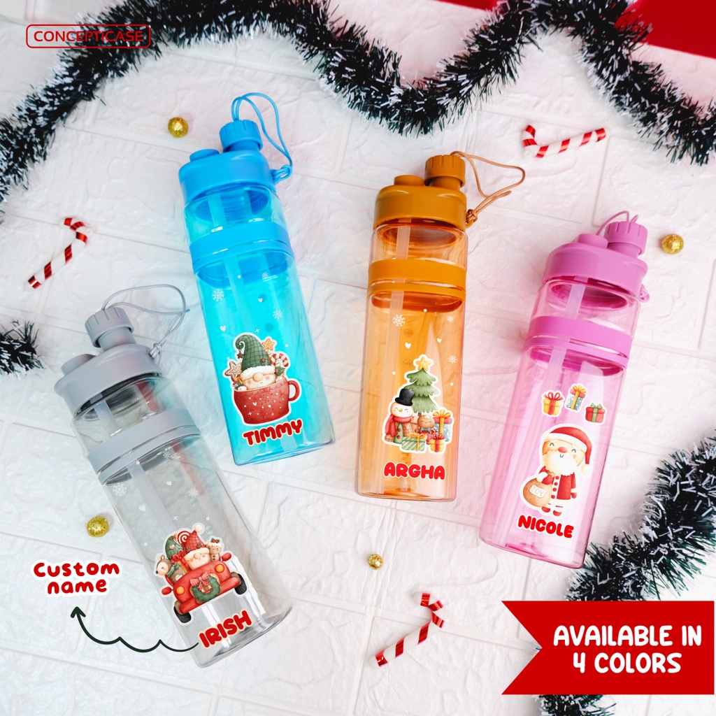 BOTOL MINUM ANAK CHRISTMAS EDITION CUSTOM PRINT UV (BUKAN STICKER)