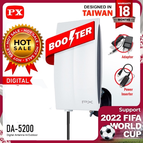 Digital Antena TV In / Outdoor PX DA-5200 Digital Tv Dvb-T2 Dengan Booster Dan Power Inserter