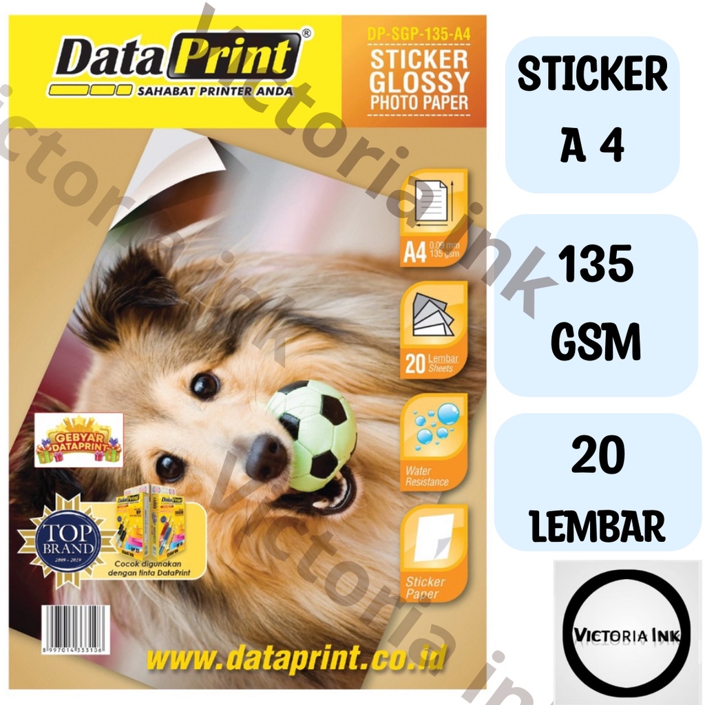 Kertas Sticker A4 Data Print Stiker Glossy Photo Paper A4 135gsm 20 Lembar Kertas Stiker Dataprint