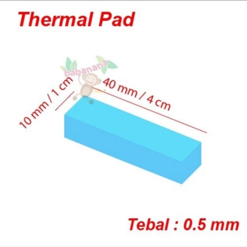 Thermal pad 40mm x 10mm x 0.5mm prosesor 4x1cm memory heatsink 0.5mm