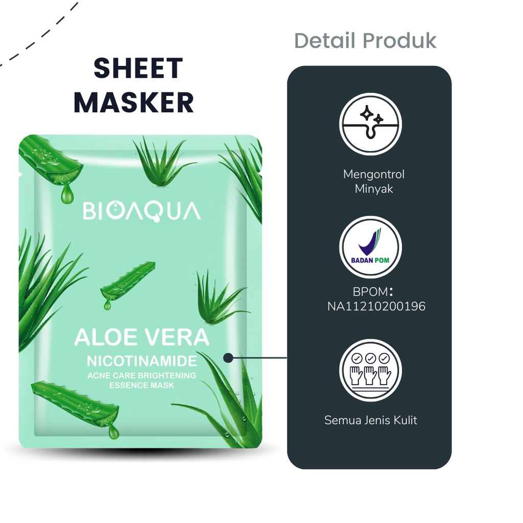 Sheet Mask Face Masker Wajah Bioaqua BPOM Anti Penuaan Mencerahkan Melembabkan Mengencangkan Kulit Wajah