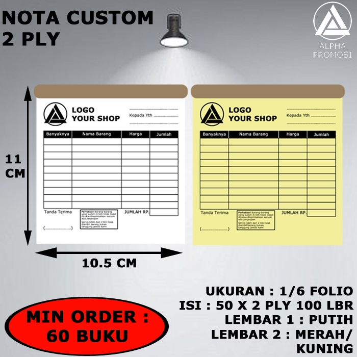 

Nota Custom 1/6 Folio 2 PLY Bahan NCR Murah Nota Olshop Dagang Usaha Nota Kecil