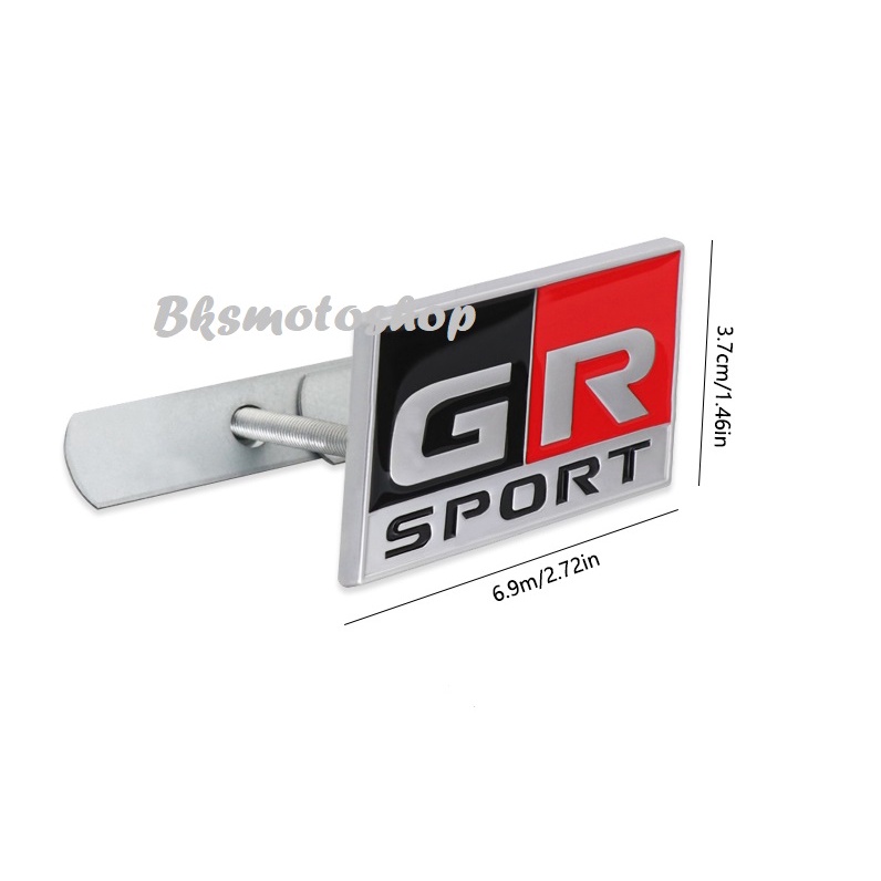 Emblem Logo GR Sport Hitam Merah Bahan Logam Besi