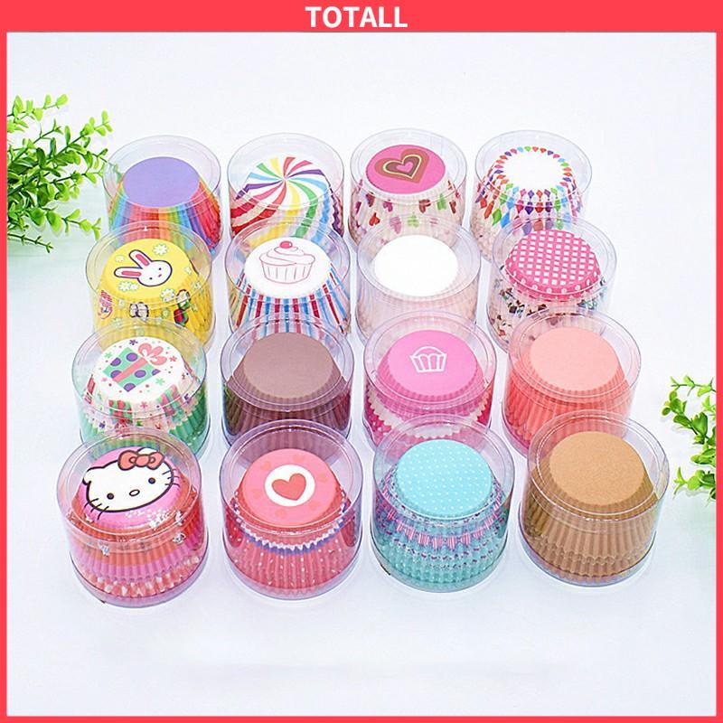 COD 100 Pcs Muffin Warna-warni Cupcake Kertas Cangkir Kue Kotak Kue Cup Case Cup Cake Kertas Kue-Totall