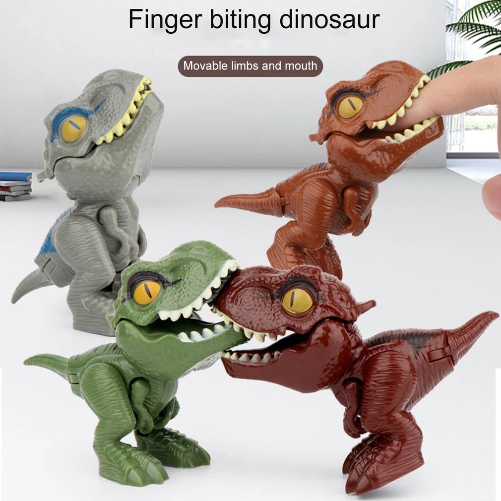 Mainan Interaktif Fidget Finger Biteing Bentuk Dinosaurus Warna Biru Untuk Hadiah Natal Anak