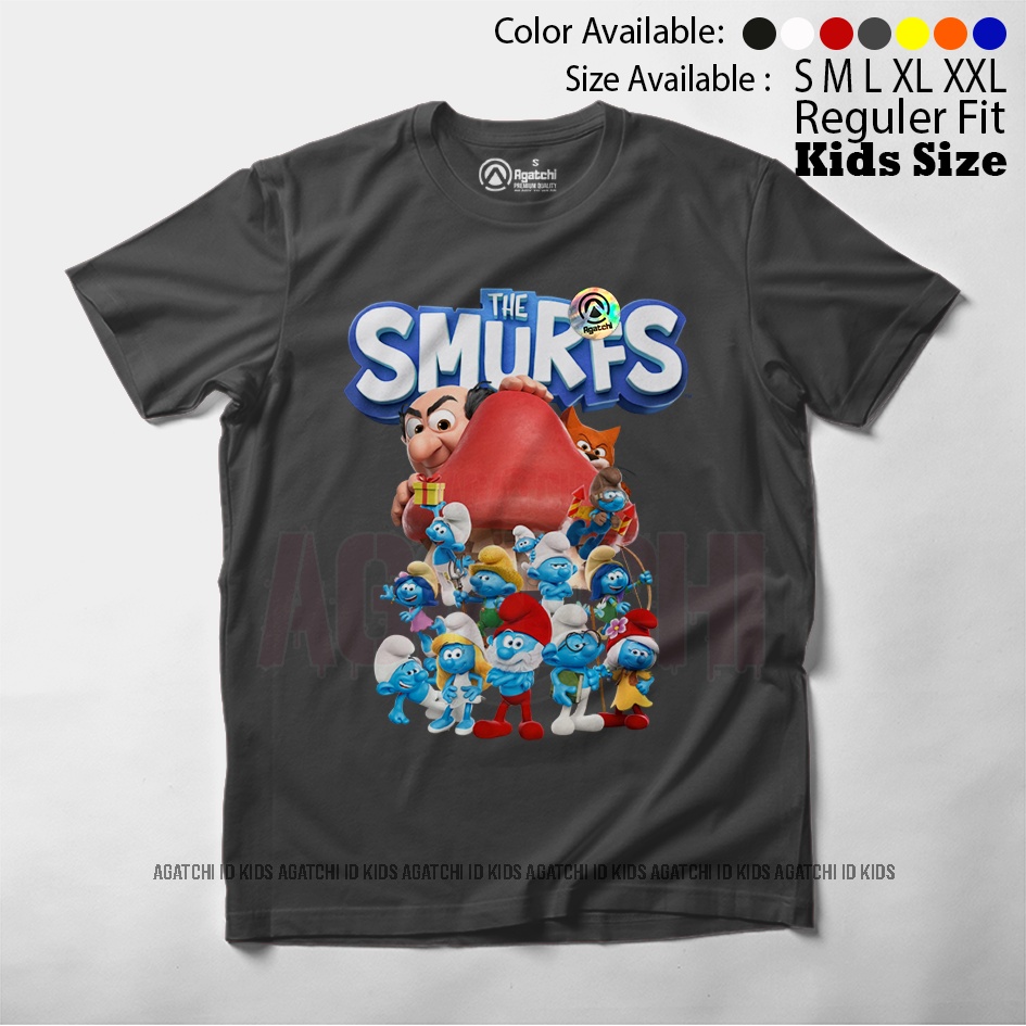 Baju Kaos Atasan Anak Laki - Laki Agatchi Motif Smurf V2