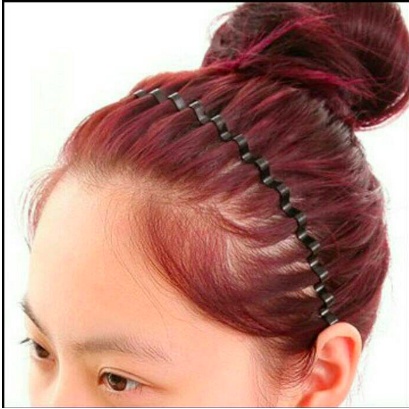 BANDO KAWAT OMBAK GELOMBANG ZIGZAG HITAM RAMBUT ANTI PATAH