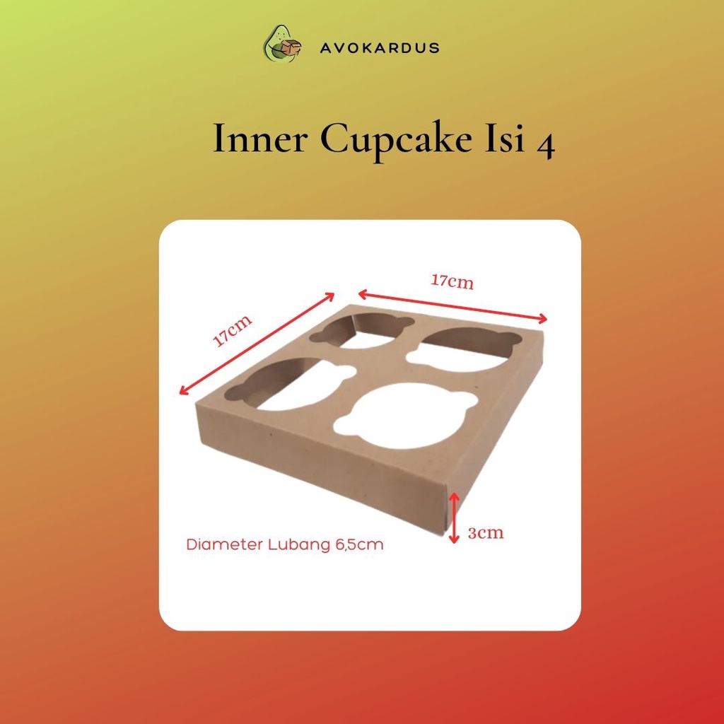 

Inner Cupcake Isi 4, Partisi Cupcake, Dus, Kotak Packaging Kraft