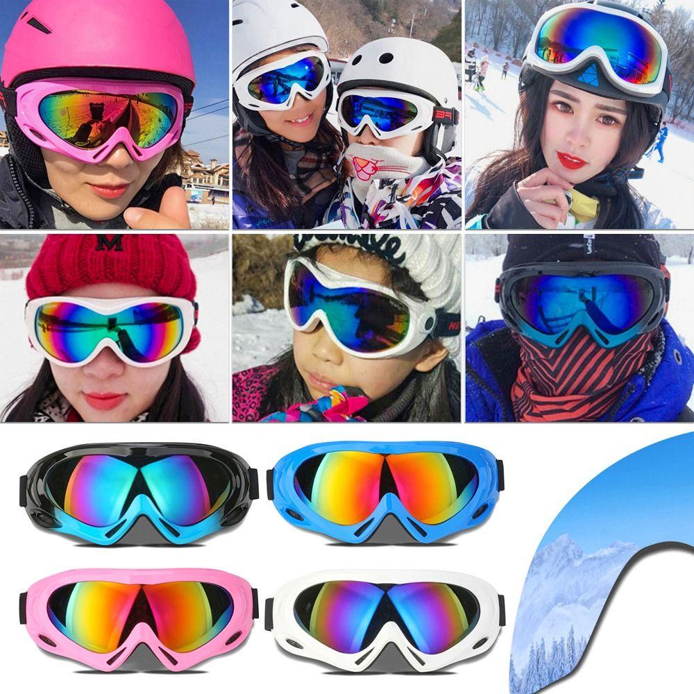 Populer Kacamata Ski Unisex Tahan Debu Olahraga Luar Ruangan Bingkai Lensa Snowboard