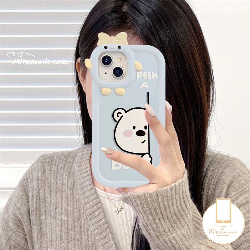 Soft Case Motif Kartun Peek a Boo Bear Puppy 3D Untuk iPhone 6 6s 7 8 Plus 11 13 12 14 Pro MAX XR 14 Plus X XS MAX SE 2020