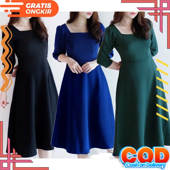 Dress Nathali Anya Wanita Kekinian 2021 Brukat Korea Tile Xxl Bigsize Jumbo Brukat Tile Bordir Glite