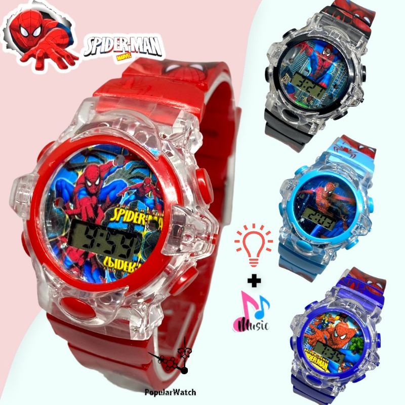 TERBARUUU!!! Jam tangan digital anak karakter cowok ada lampu dan musik melodi