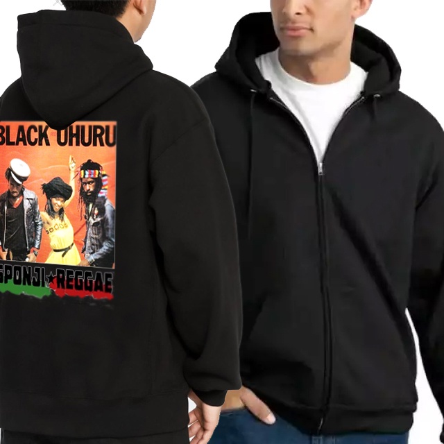Jaket Hoodie Black Uhuru Sponji Reggae Hoodie Ritsleting Bahan Cotton Fleece New Zipper Hoodie