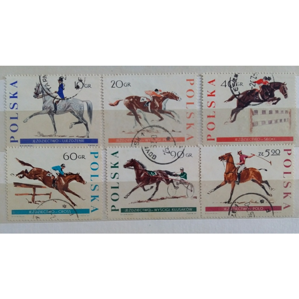 

prangko polska equestrian sport 1967 6 lembar used