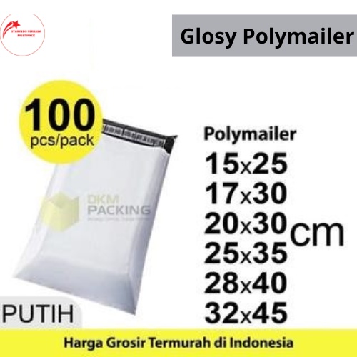 

Polymailer PACK Putih Amplop Plastik Packing Online Shop EKONOMIS Glossy Tebal dan elastis 50 micron