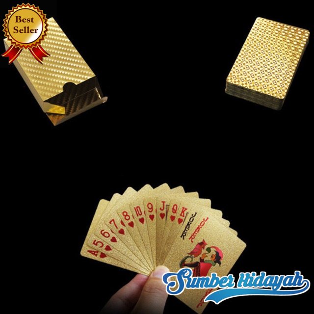 Mainan kartu Lapisan Gold Foil Motif Dollar